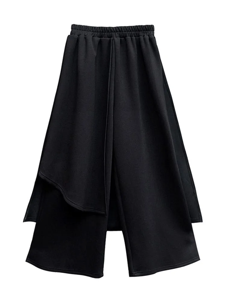 High Elastic Waist Black Trousers