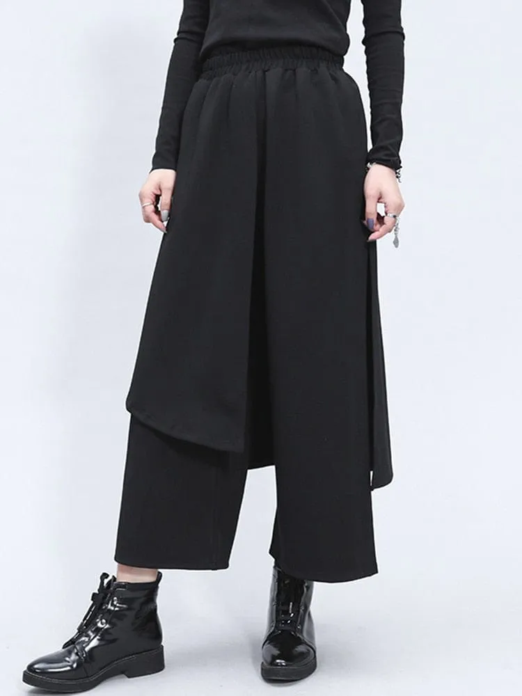 High Elastic Waist Black Trousers