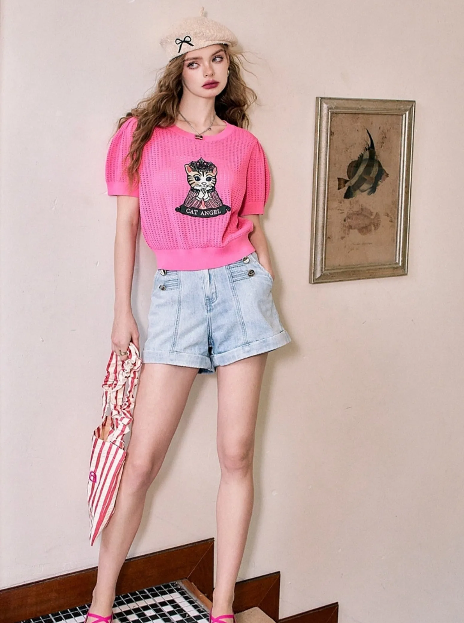 High Waist A-Line Rolled Edge Shorts Pants