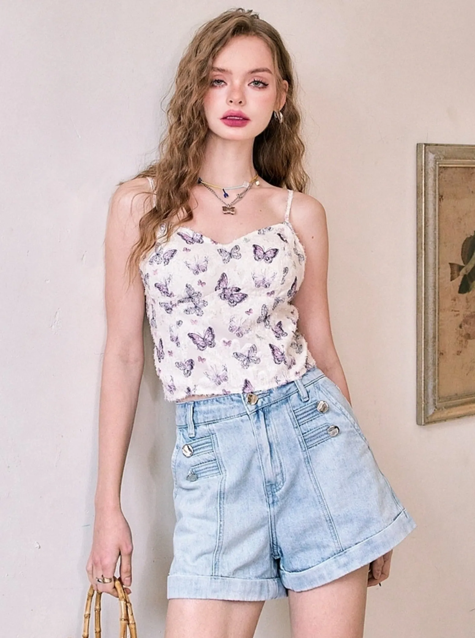 High Waist A-Line Rolled Edge Shorts Pants