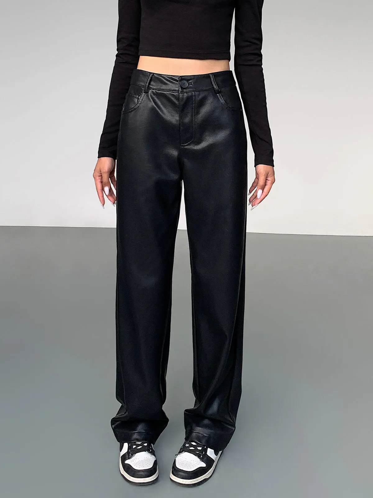 High-Waist Faux Leather Pants