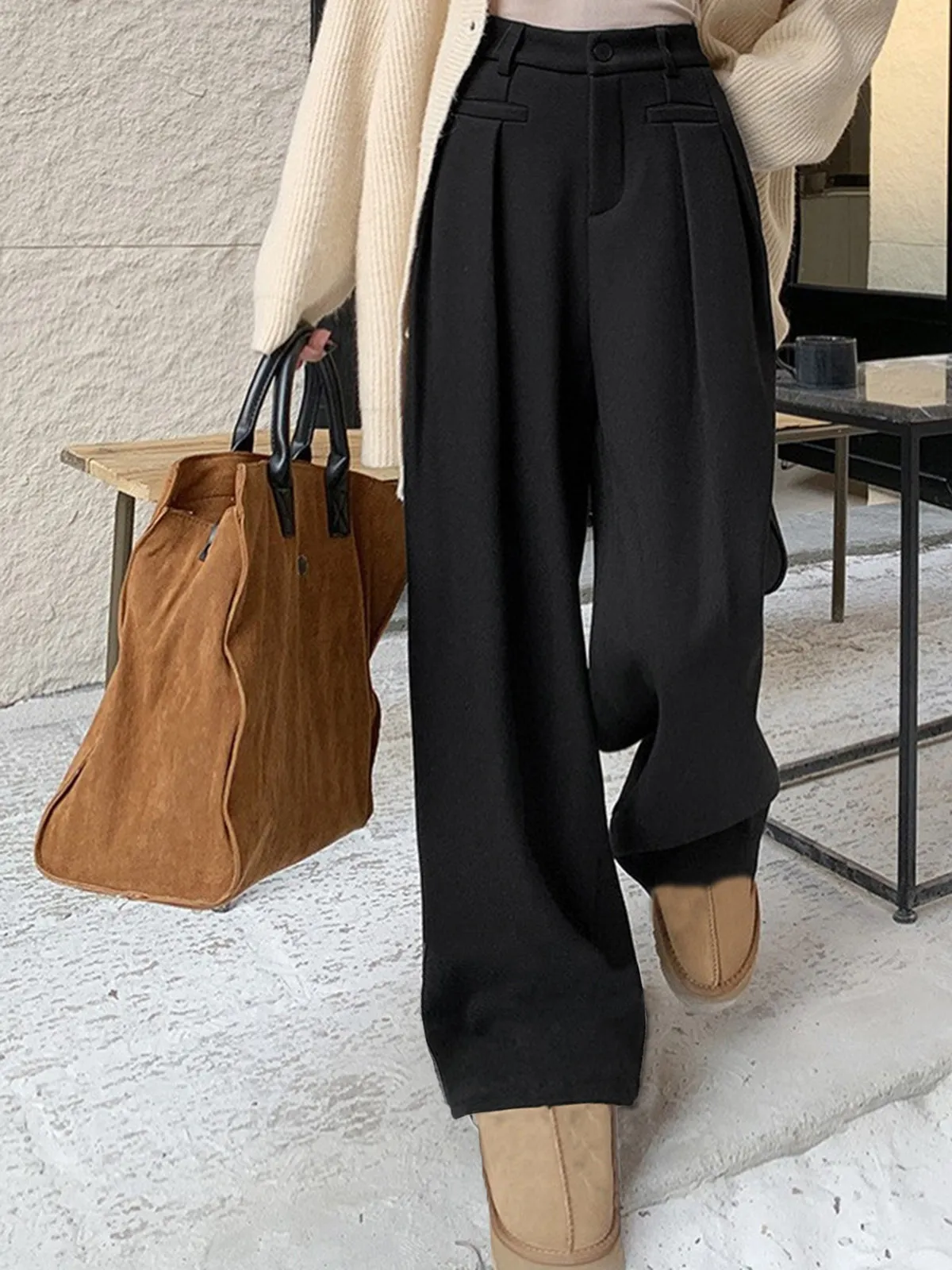 High Waist Graceful Straight Leg Pants