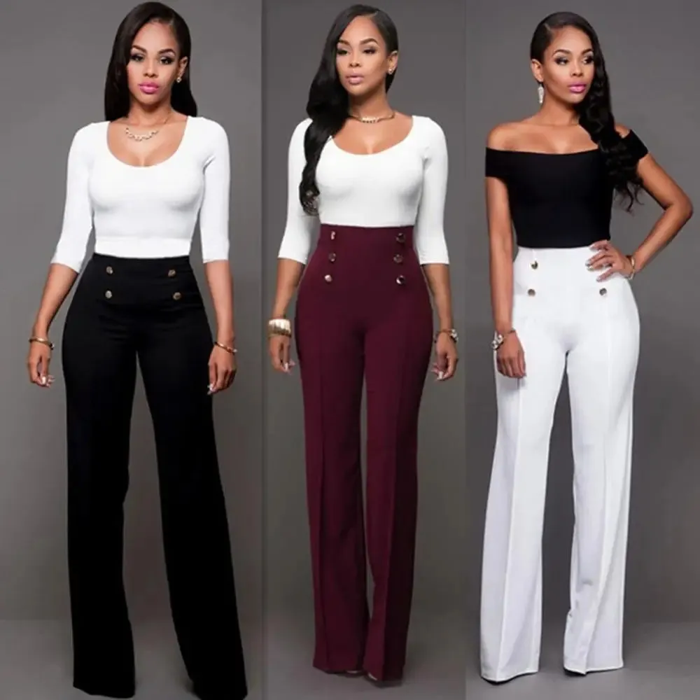 High Waist Long Workplace Casual Trousers