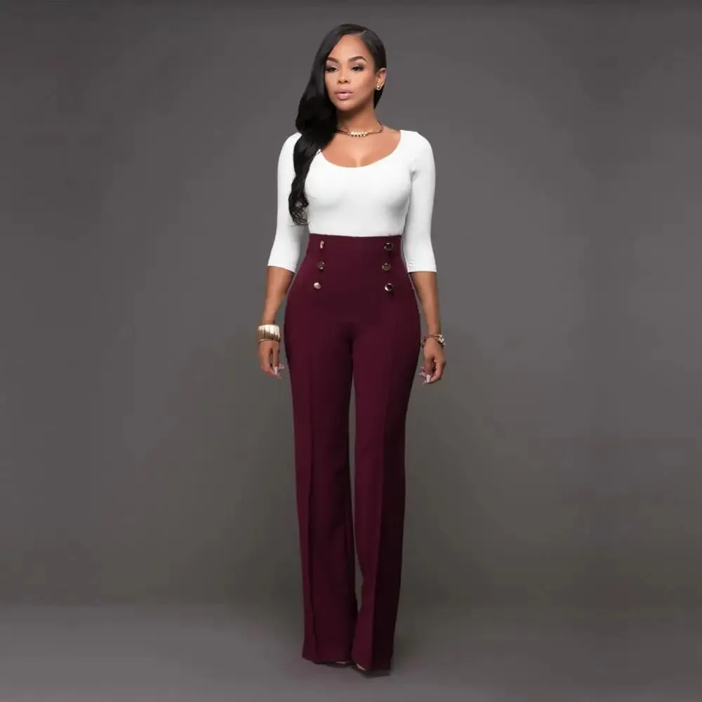 High Waist Long Workplace Casual Trousers