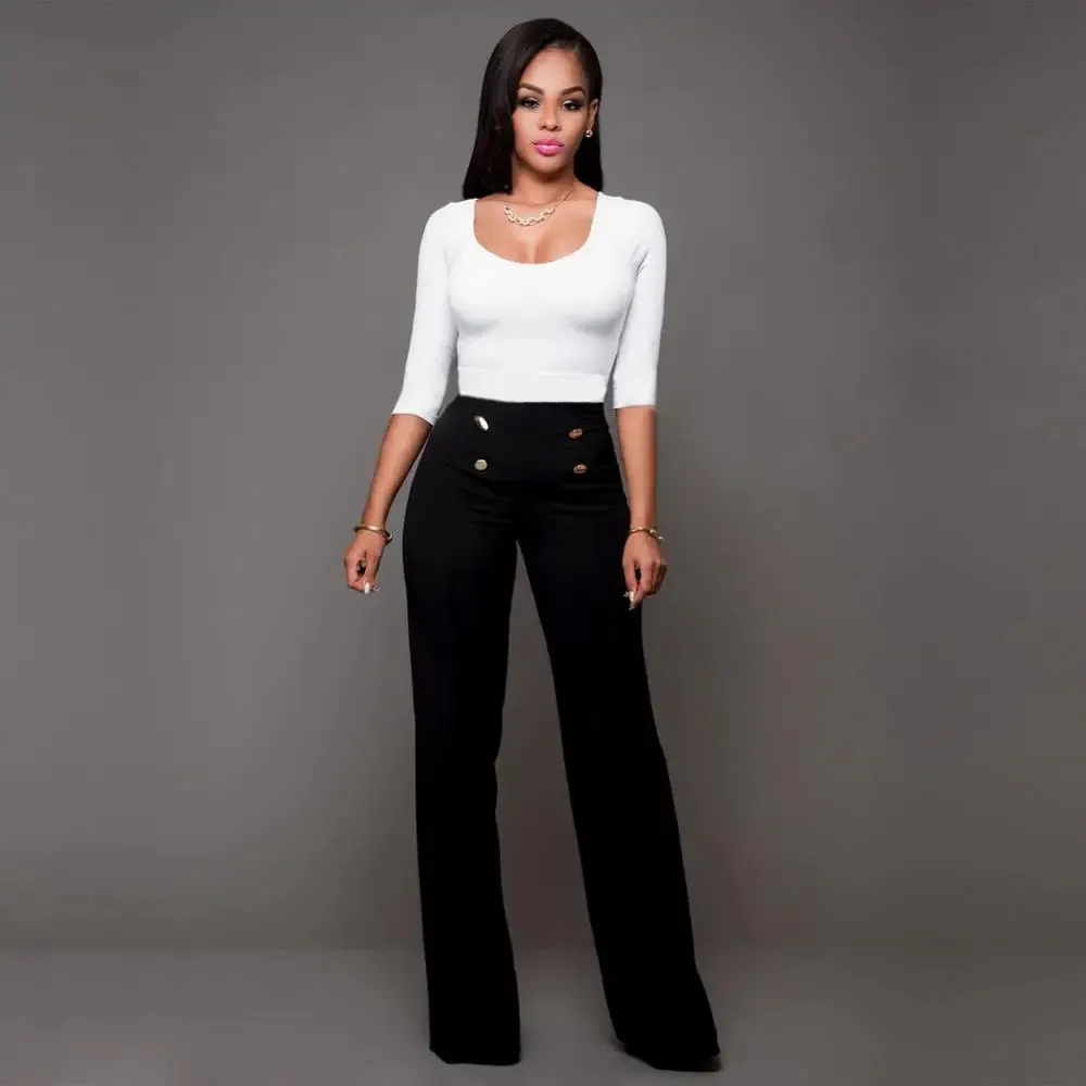 High Waist Long Workplace Casual Trousers