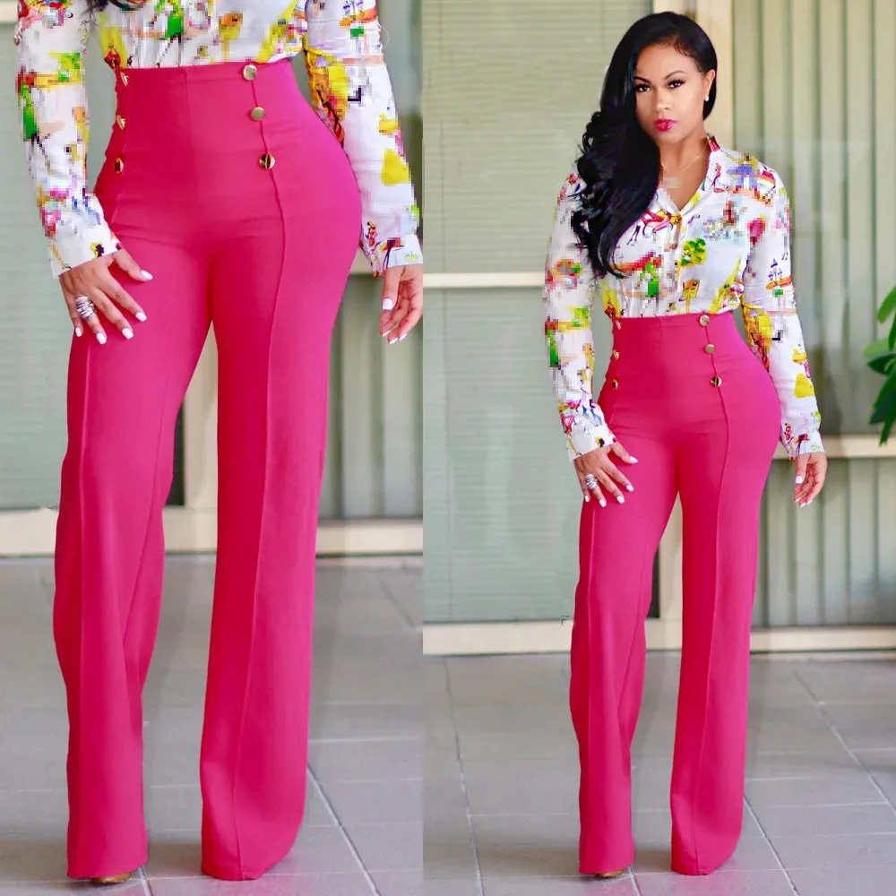 High Waist Long Workplace Casual Trousers