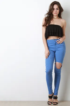 High Waist Ripped Stretchy Skinny Jeans