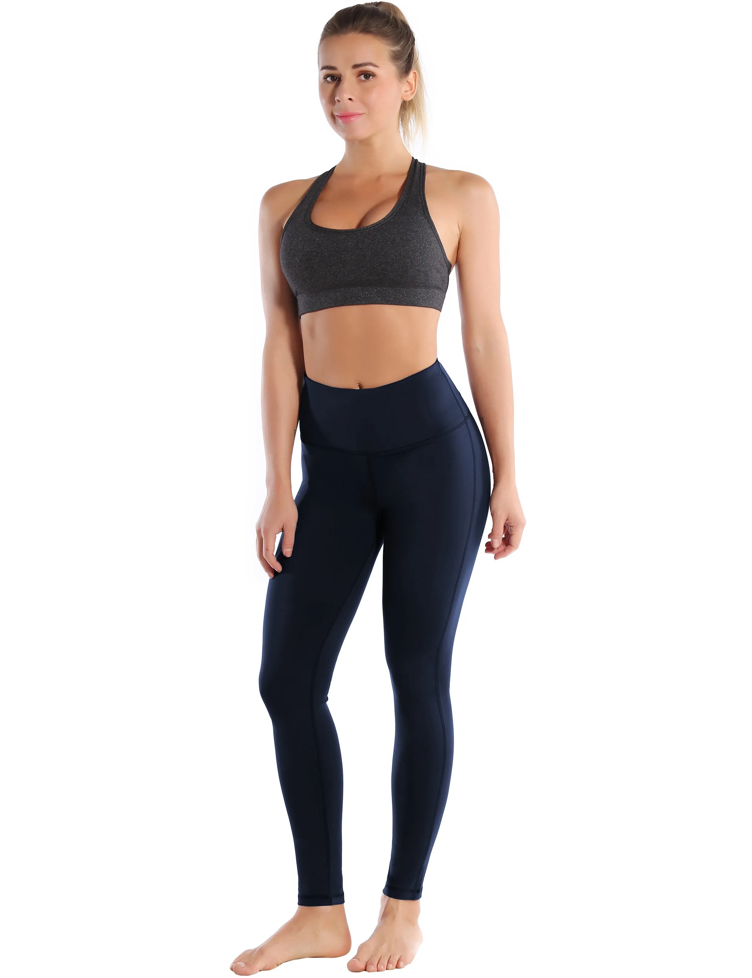 High Waist Side Line Jogging Pants darknavy_Jogging