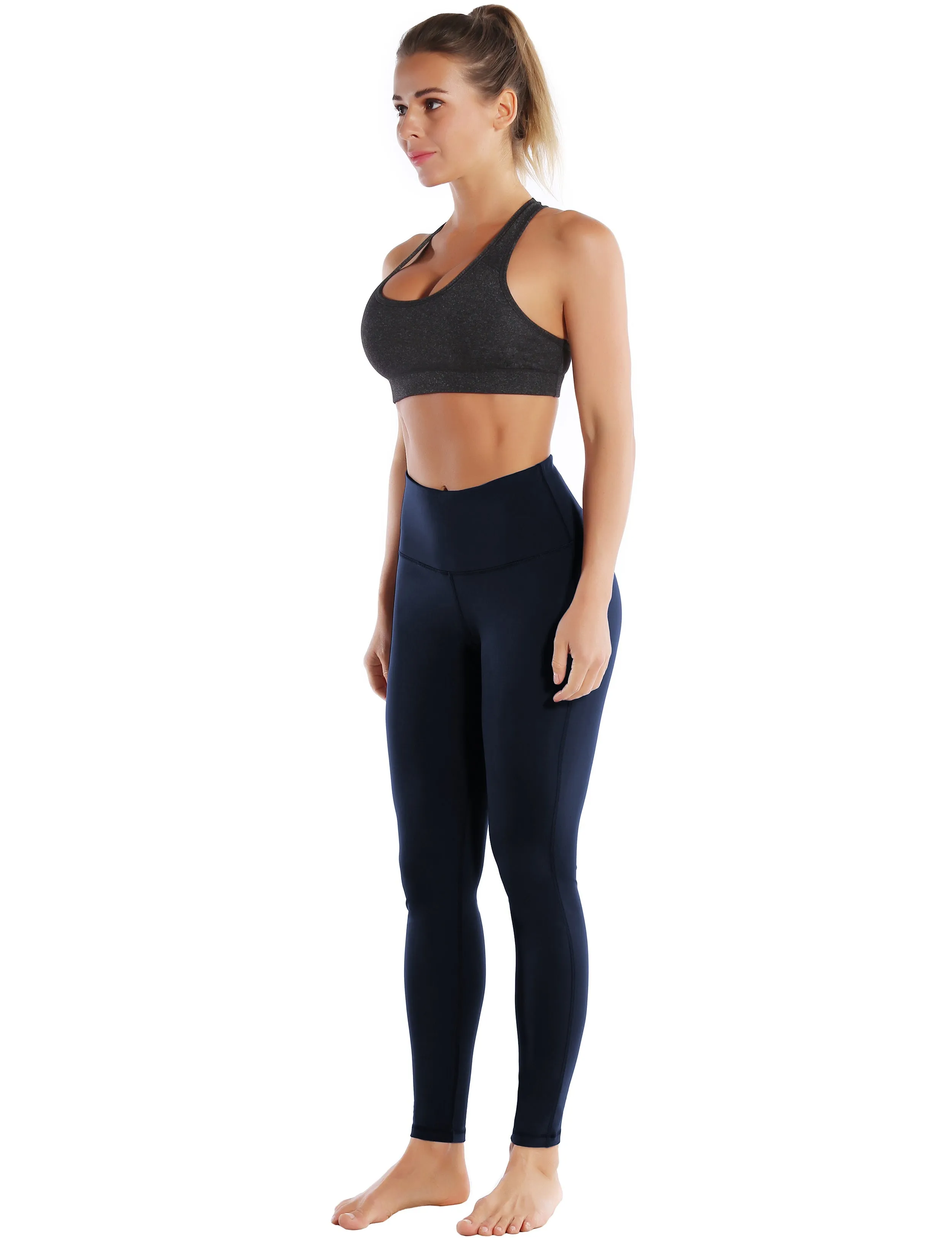 High Waist Side Line Jogging Pants darknavy_Jogging