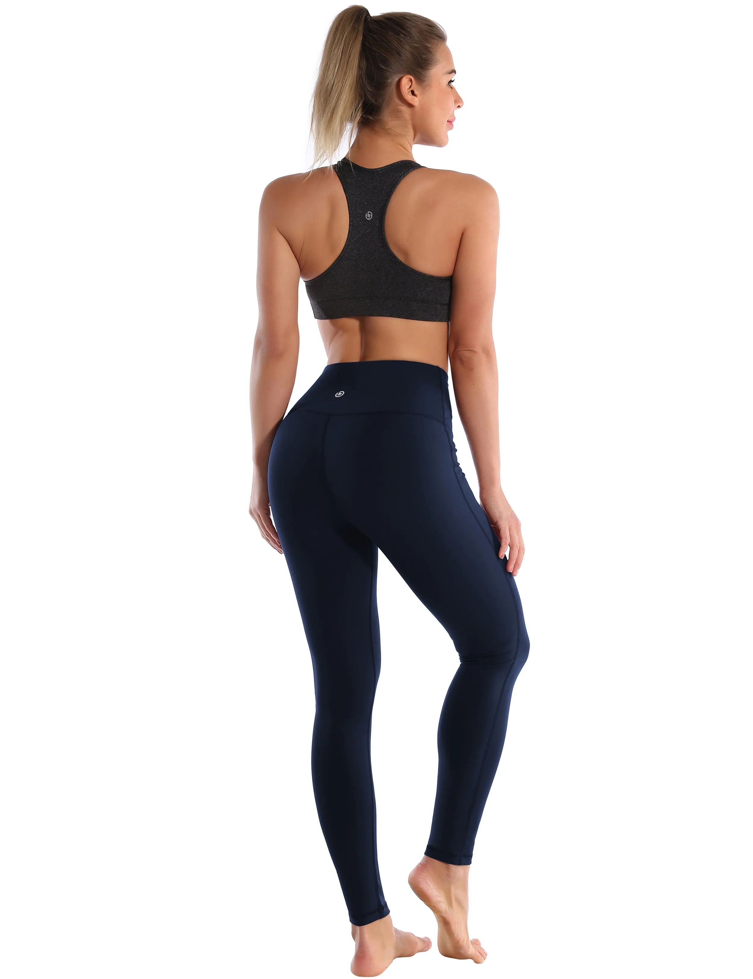 High Waist Side Line Jogging Pants darknavy_Jogging