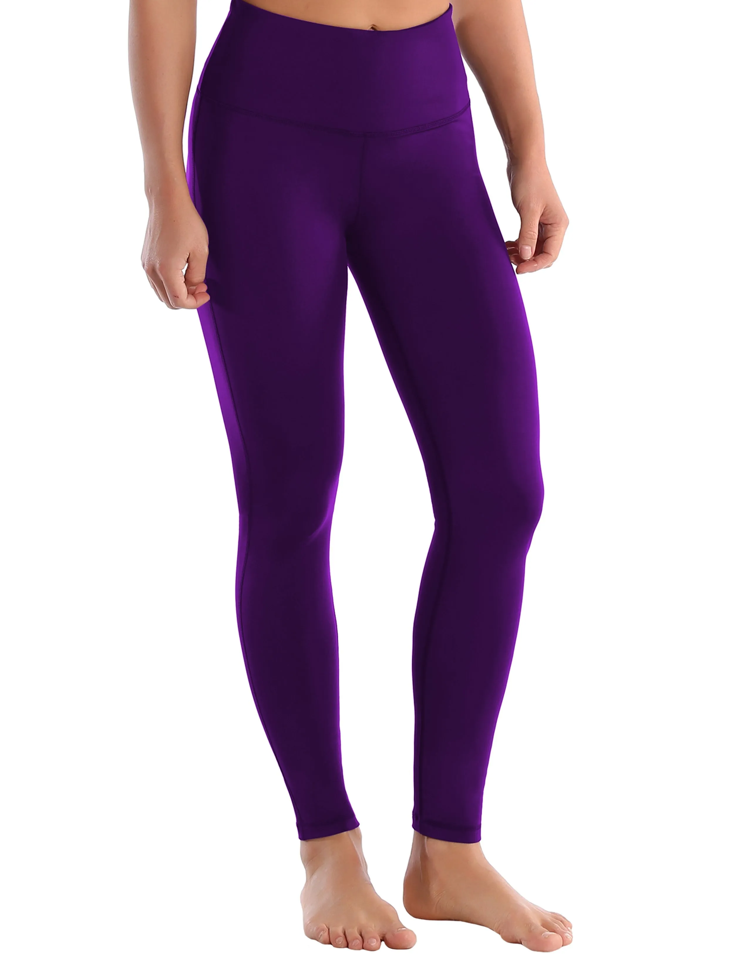 High Waist Side Line Running Pants eggplantpurple_Running