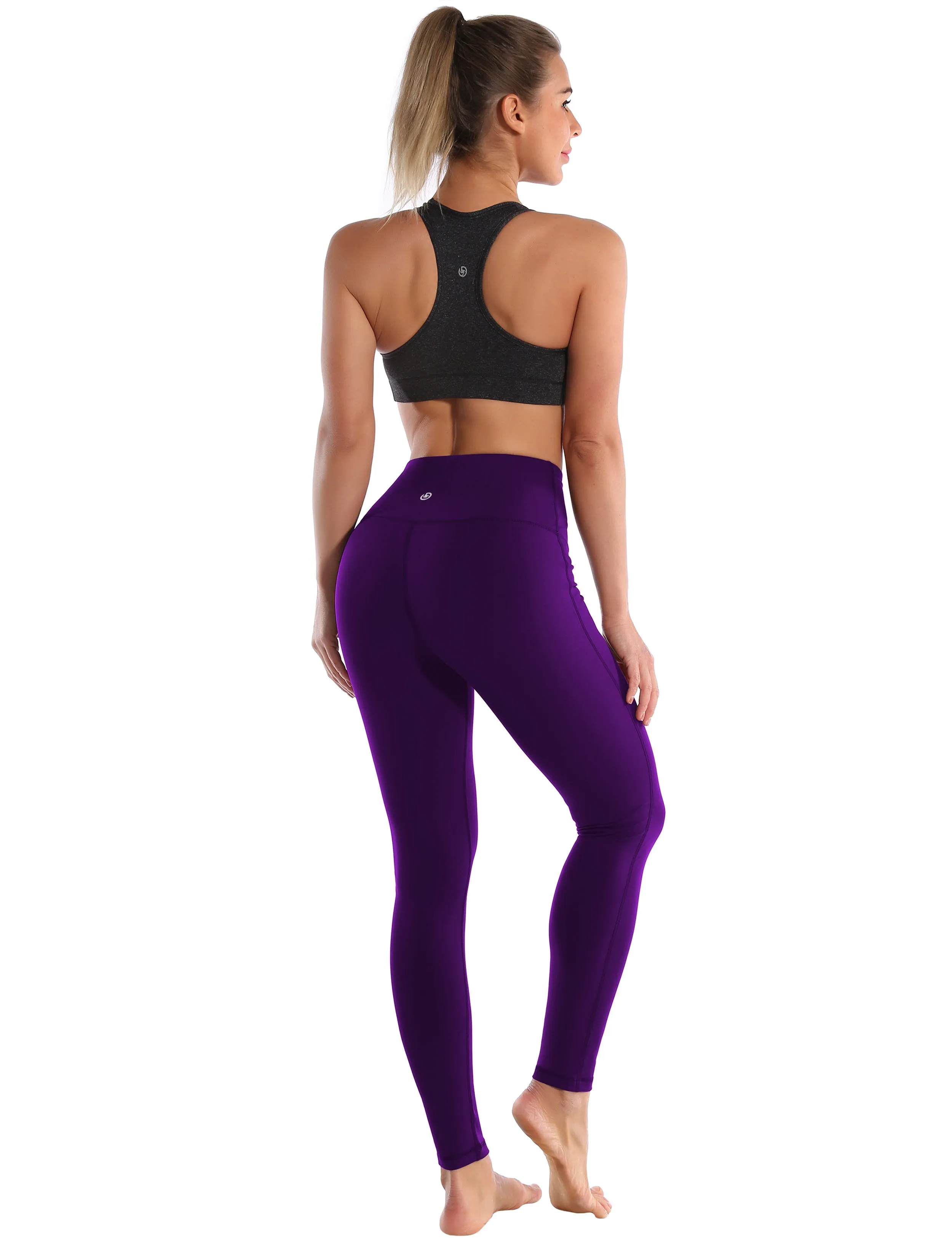 High Waist Side Line Yoga Pants eggplantpurple_yoga