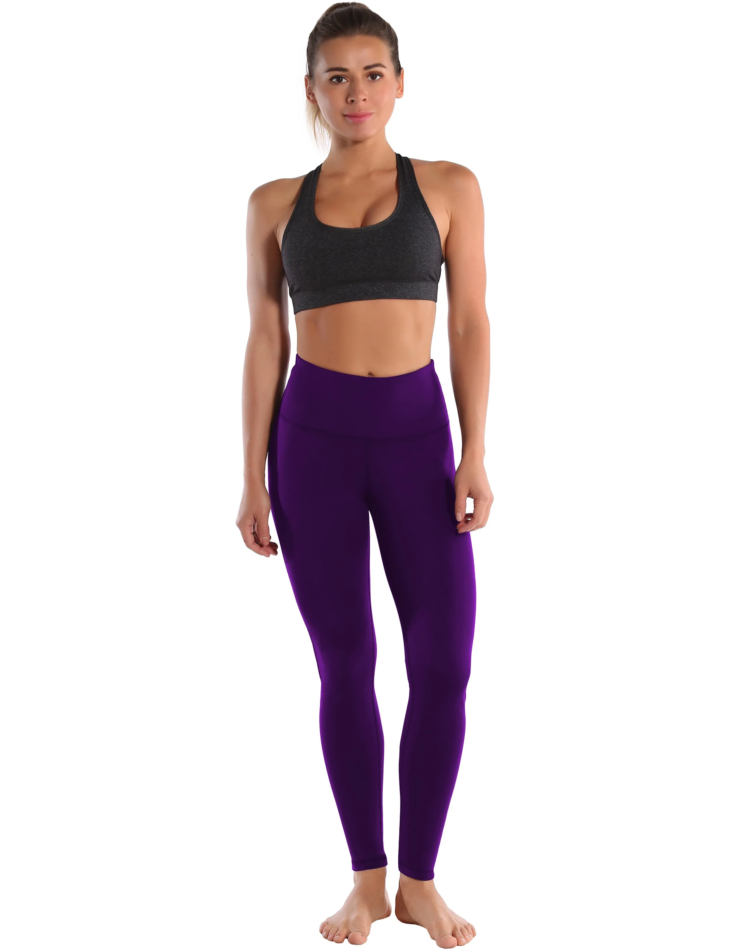 High Waist Side Line Yoga Pants eggplantpurple_yoga