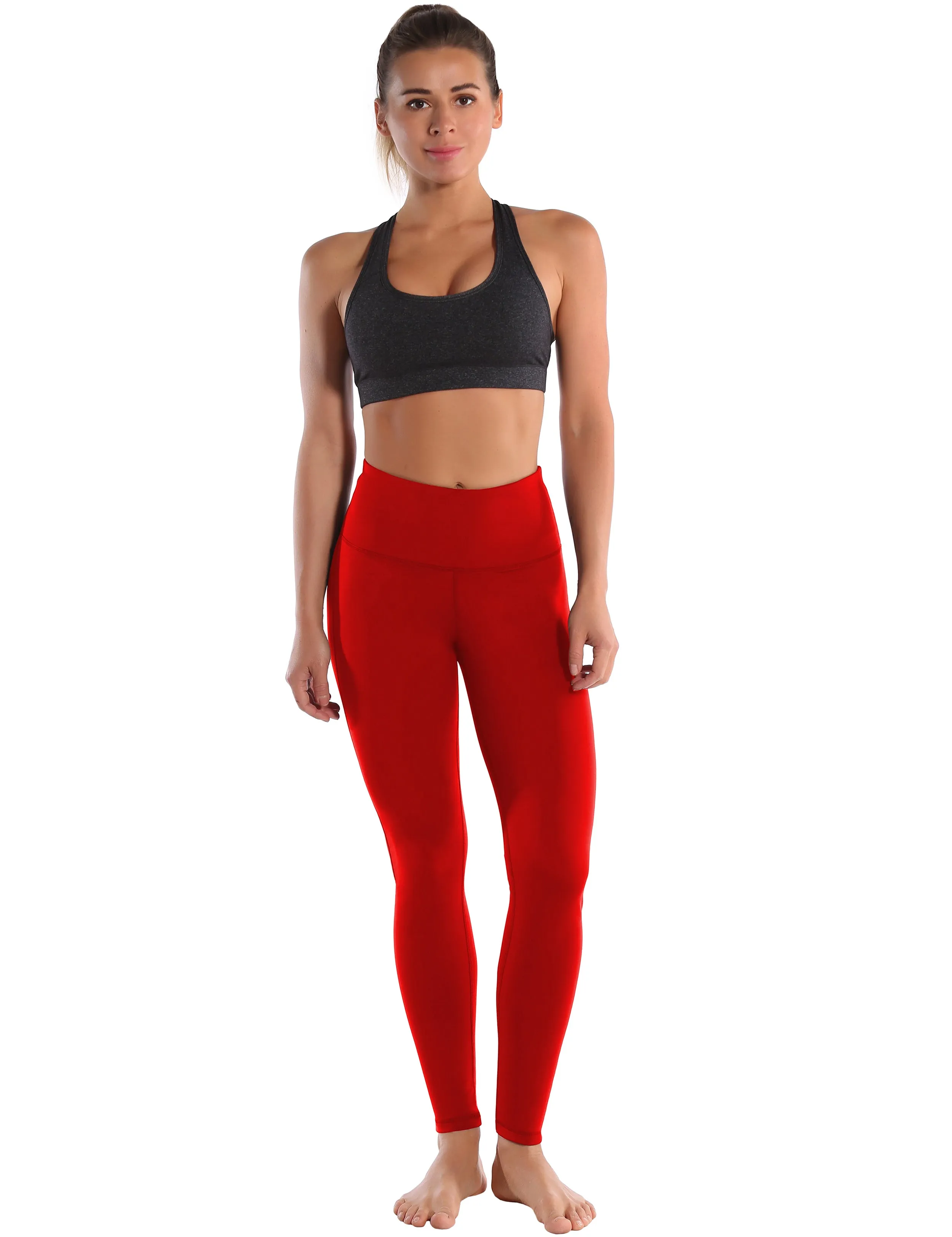 High Waist Side Line Yoga Pants scarlet