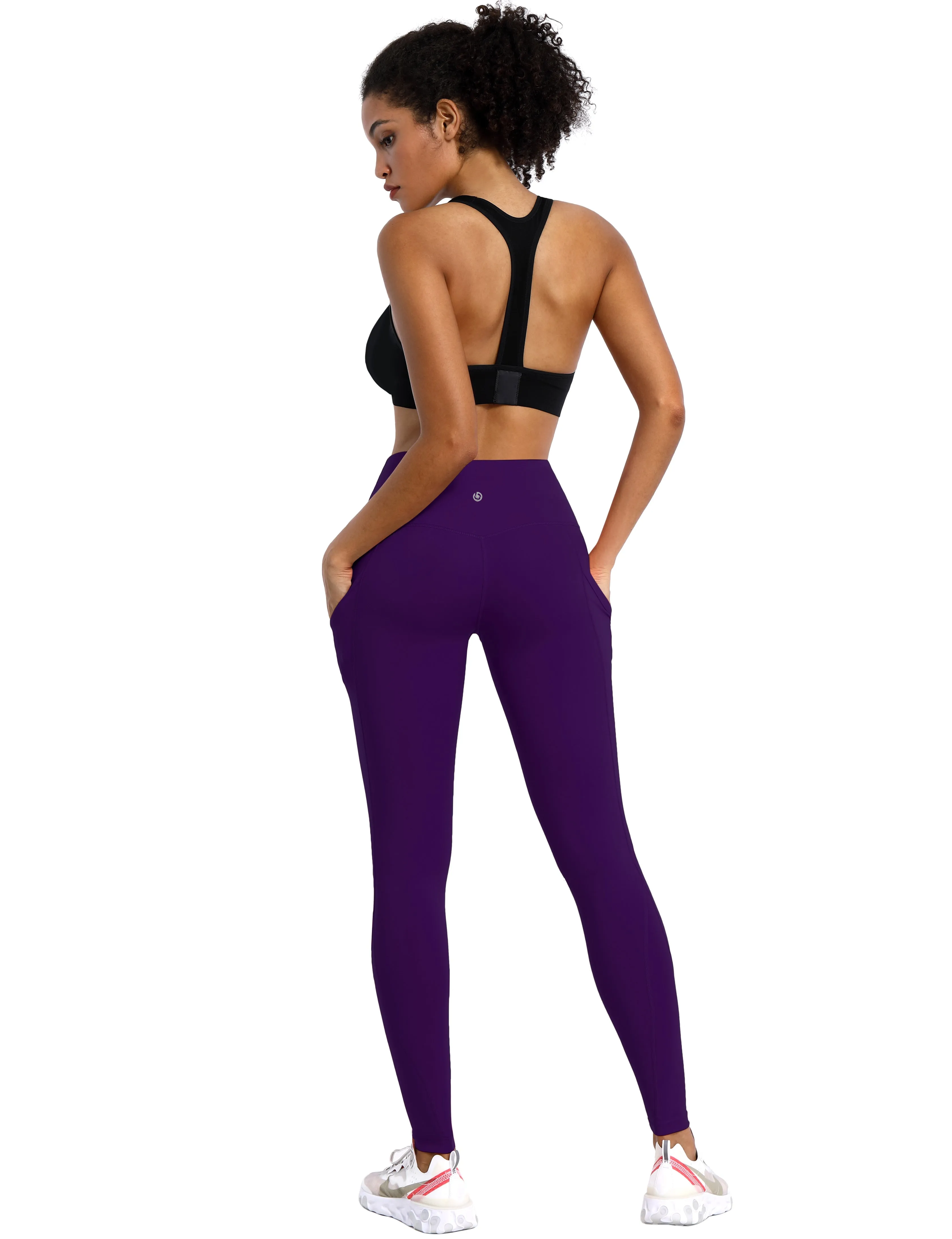 High Waist Side Pockets Biking Pants pansypurple_Biking