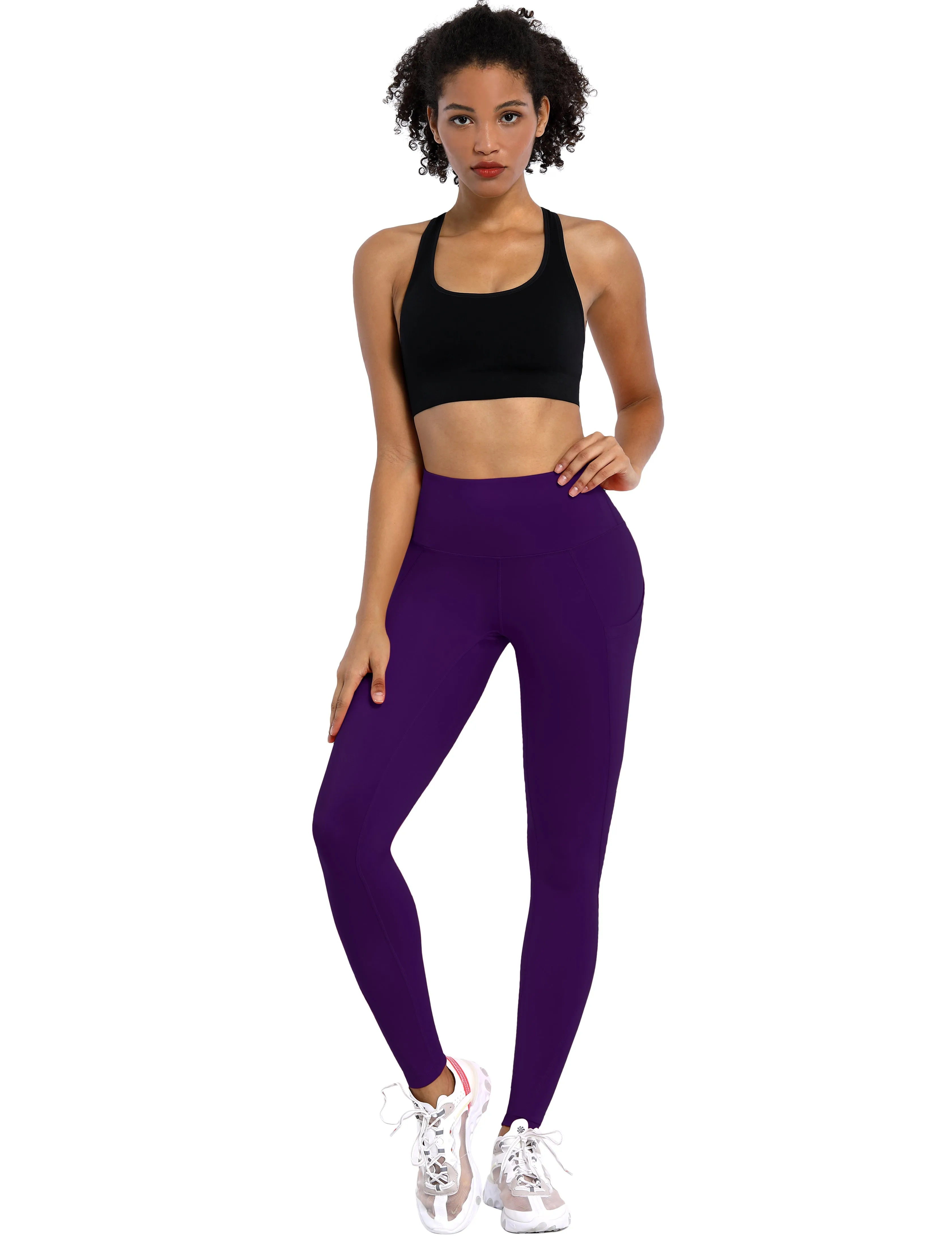 High Waist Side Pockets Biking Pants pansypurple_Biking