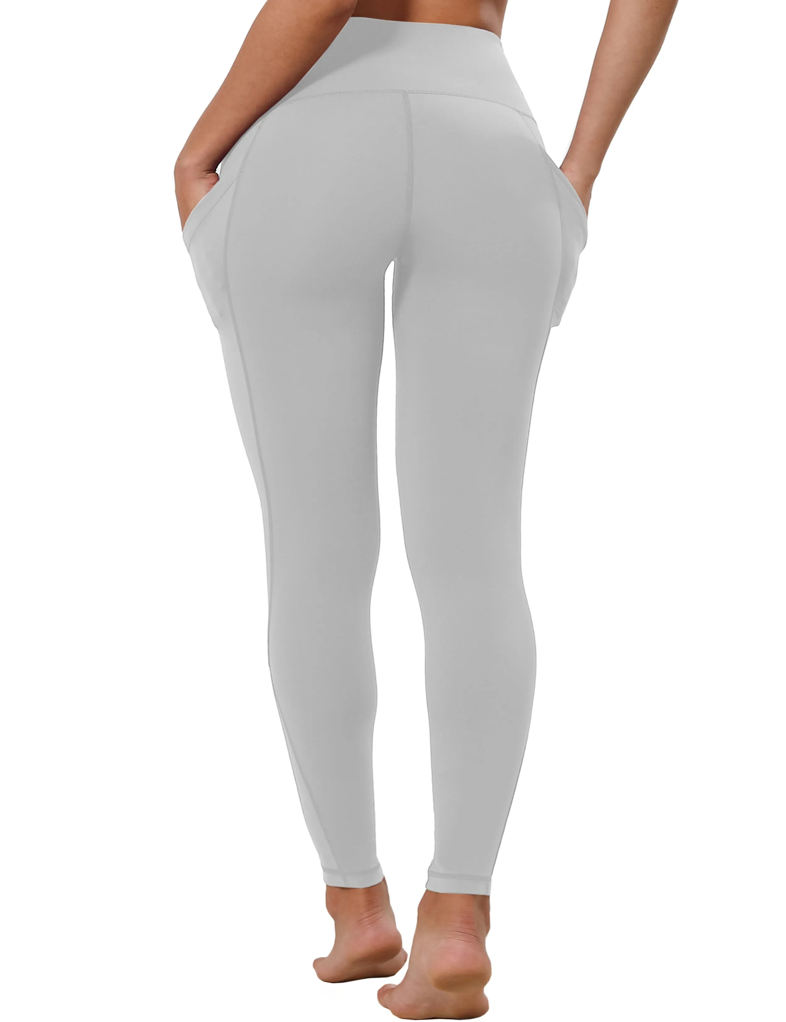 High Waist Side Pockets Gym Pants lightgray_Gym