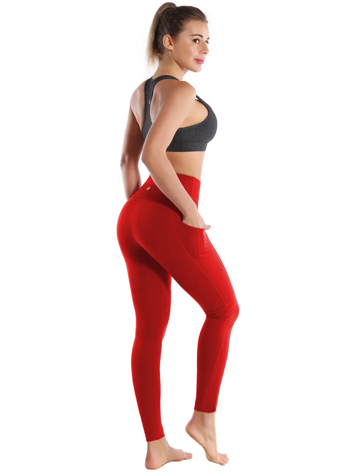 High Waist Side Pockets Gym Pants scarlet_Gym