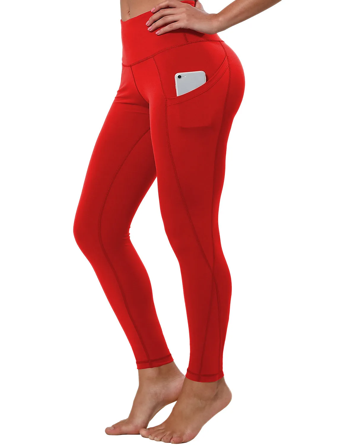 High Waist Side Pockets Gym Pants scarlet_Gym