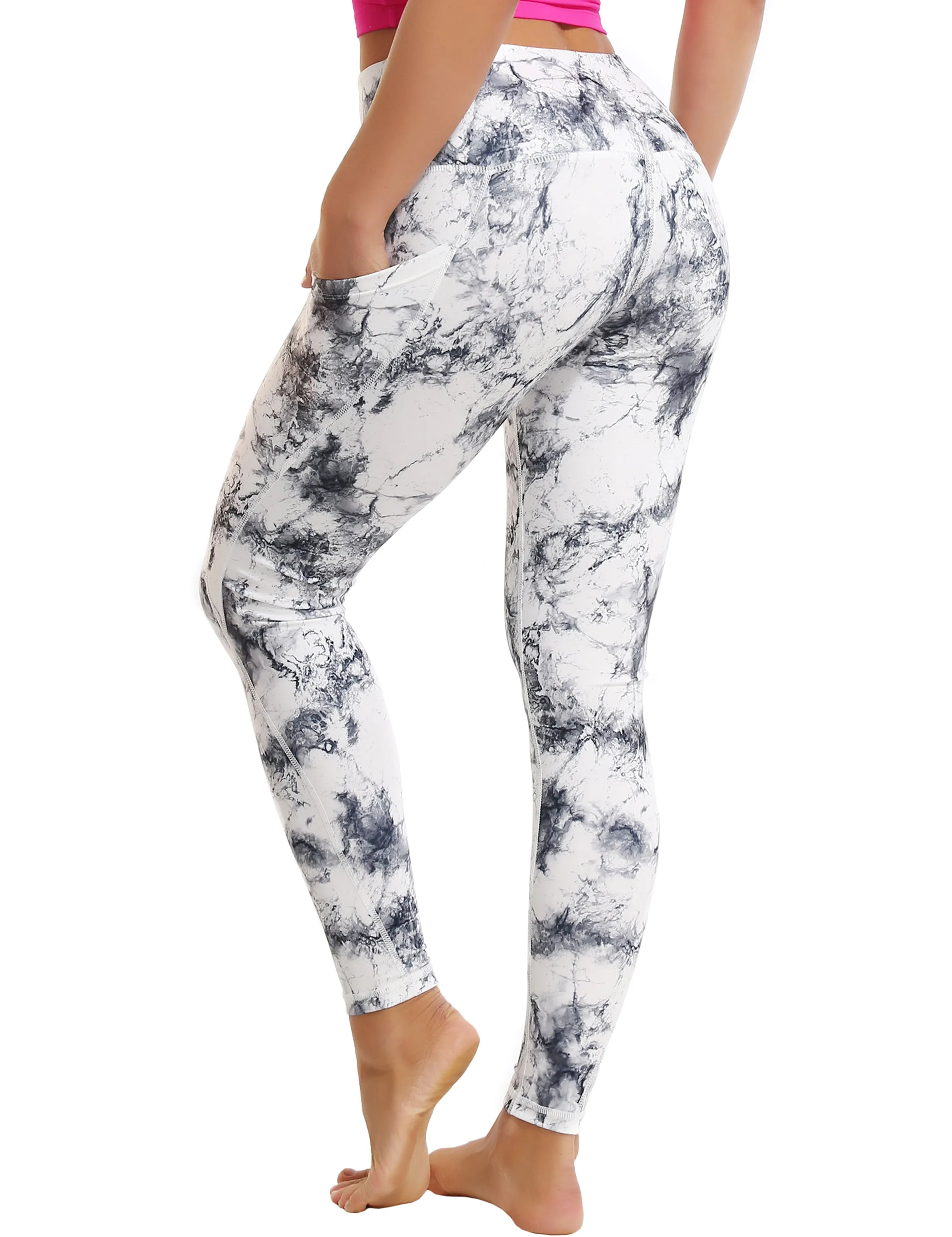 High Waist Side Pockets Running Pants arabescato_Running