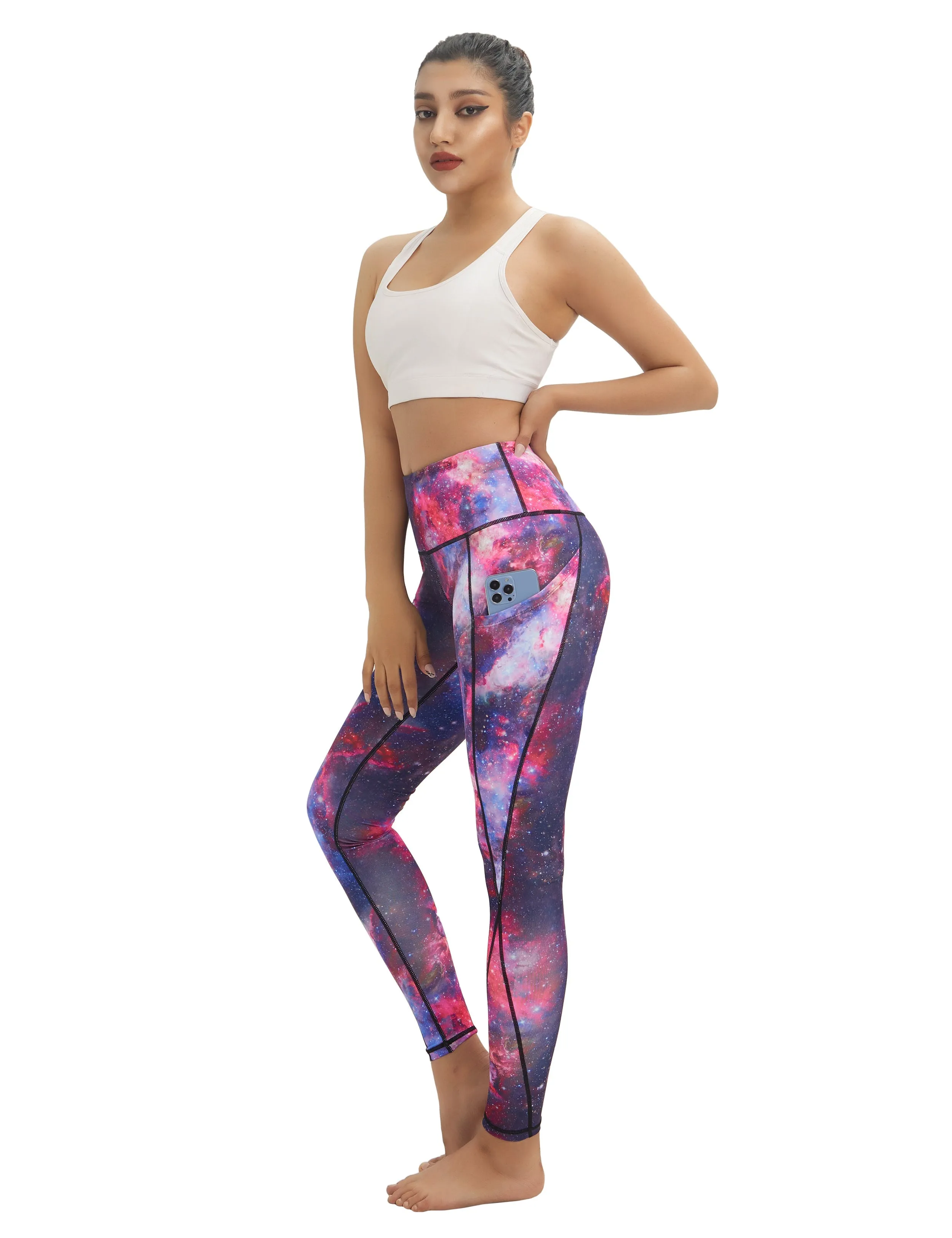 High Waist Side Pockets Yoga Pants galaxy_yoga