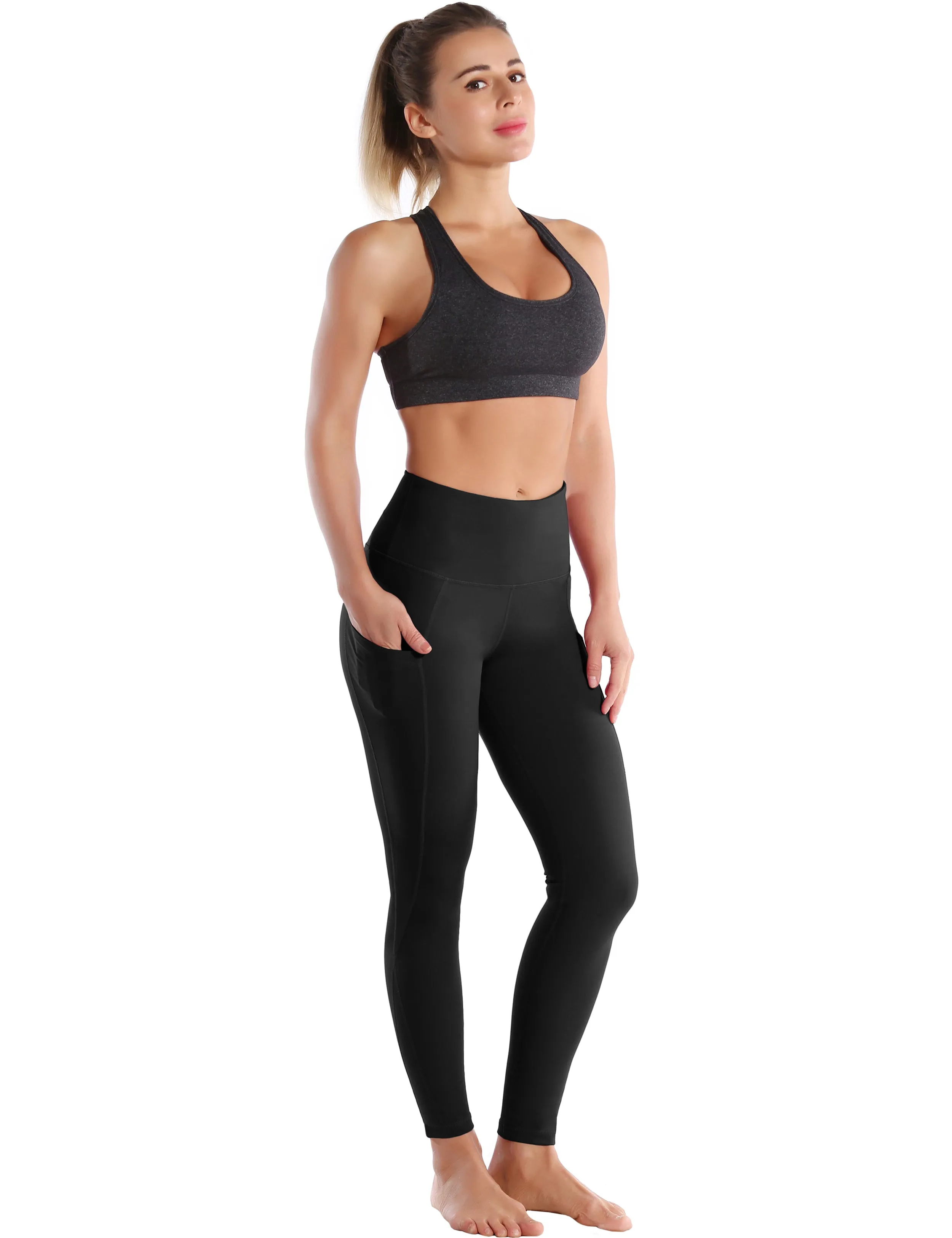 High Waist Side Pockets Yoga Pants jetblack_yoga