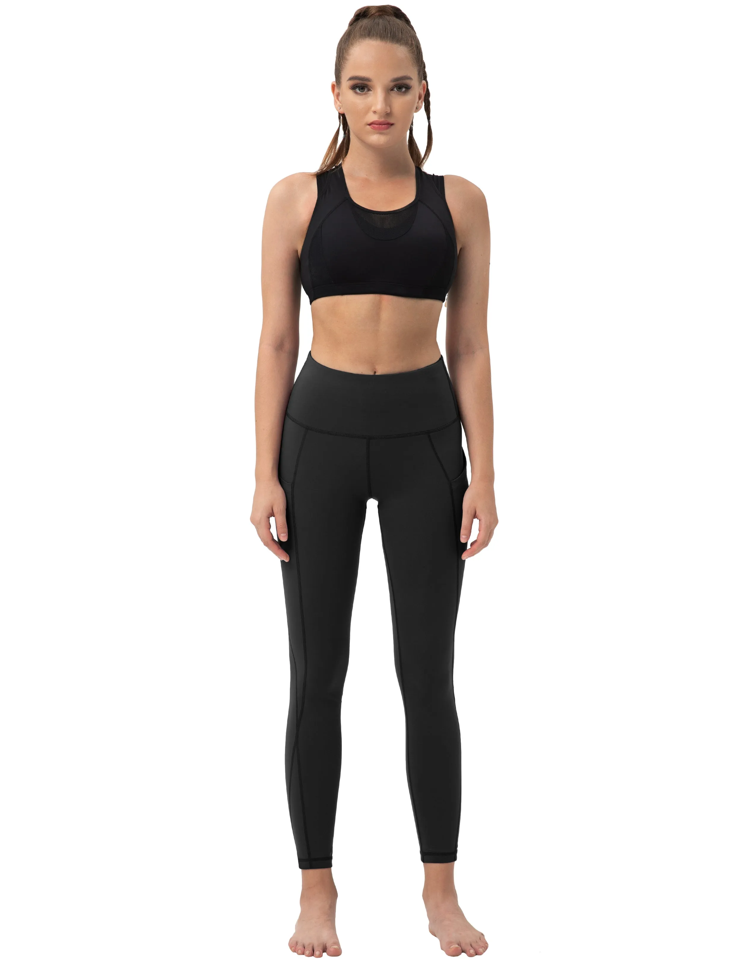 High Waist Side Pockets yogastudio Pants black_yogastudio