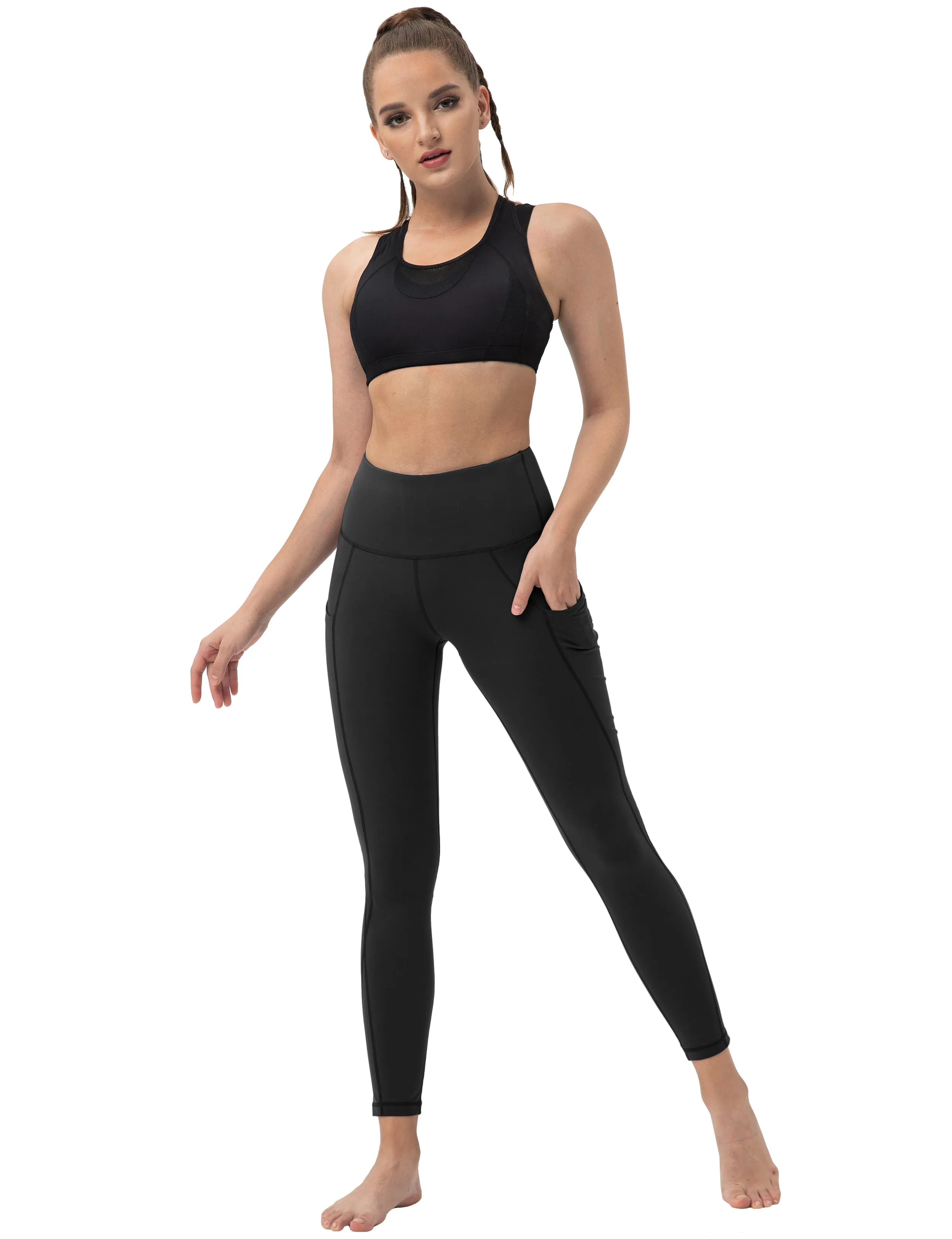 High Waist Side Pockets yogastudio Pants black_yogastudio