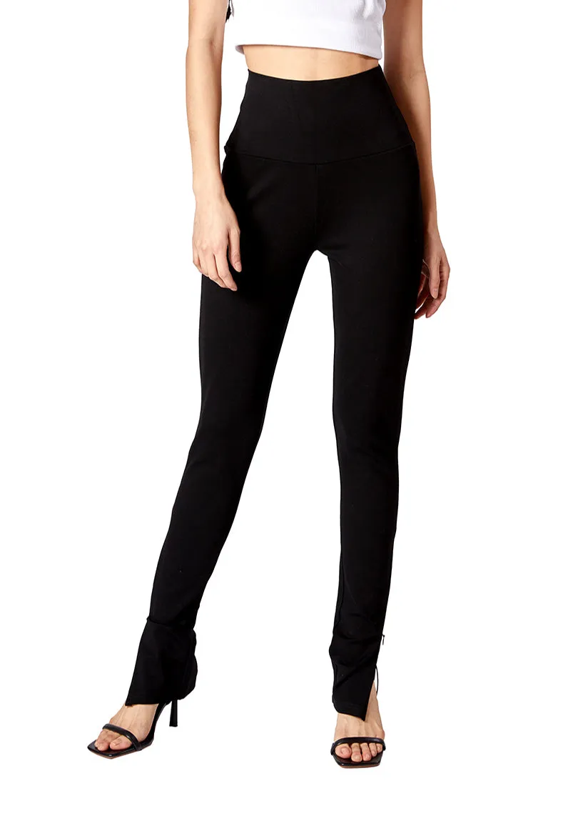 High Waist Slim Pants with Zippers