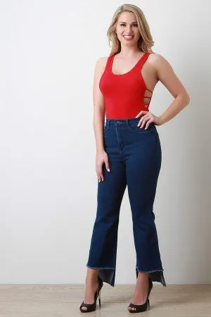 High Waist Square Raw Hem Denim Jeans