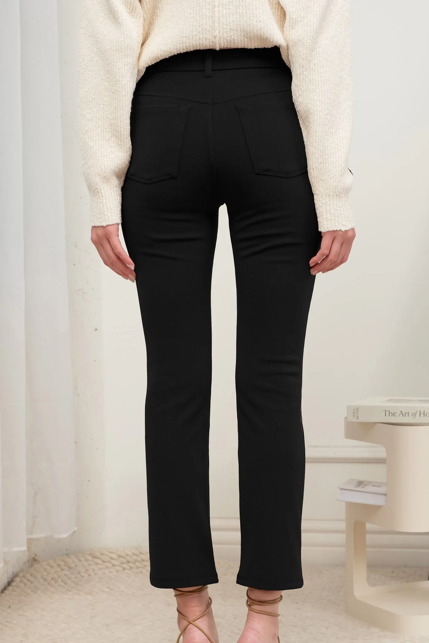 HIGH WAIST STRAIGHT LEG CROPPED PANTS