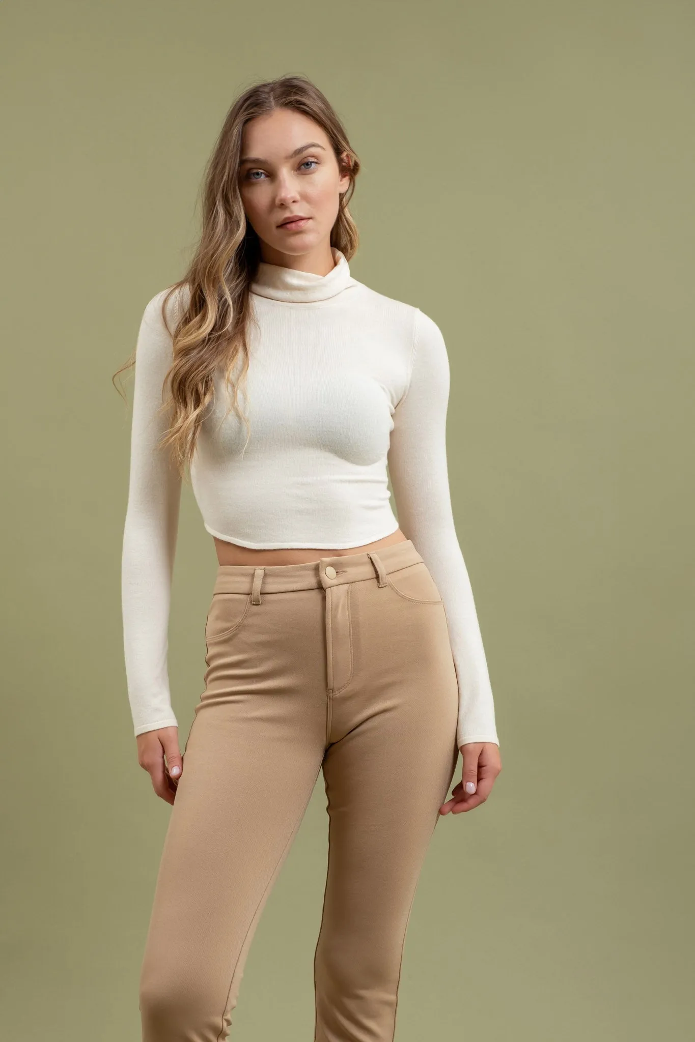 HIGH WAIST STRAIGHT LEG CROPPED PANTS