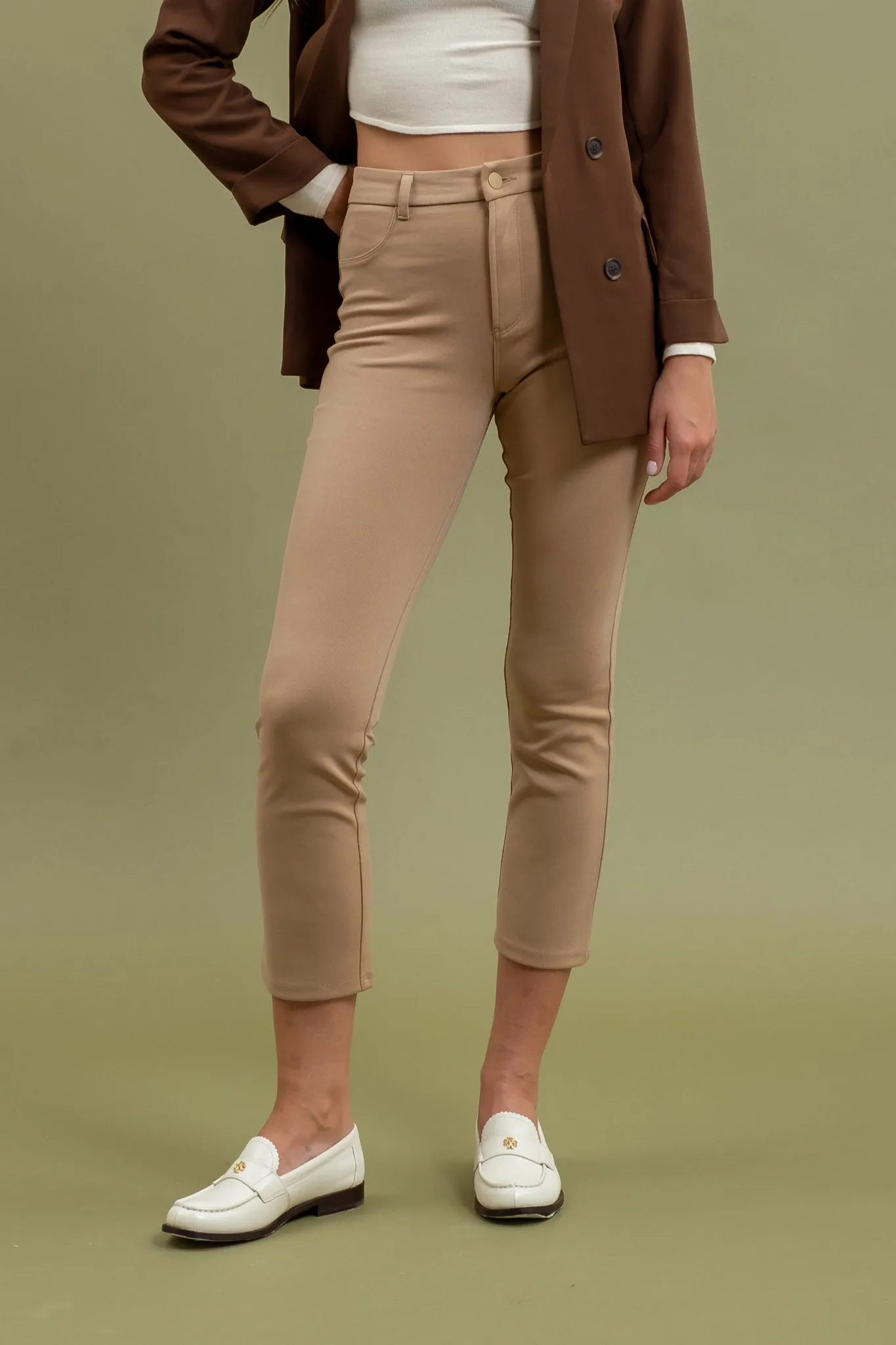 HIGH WAIST STRAIGHT LEG CROPPED PANTS