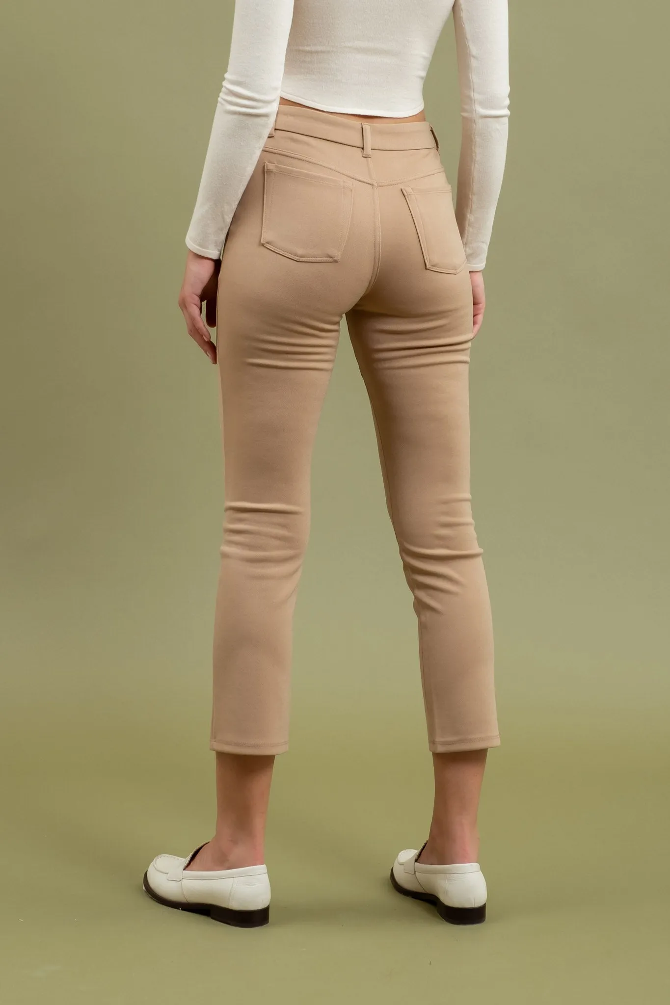 HIGH WAIST STRAIGHT LEG CROPPED PANTS