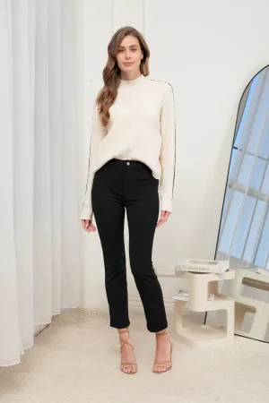 HIGH WAIST STRAIGHT LEG CROPPED PANTS