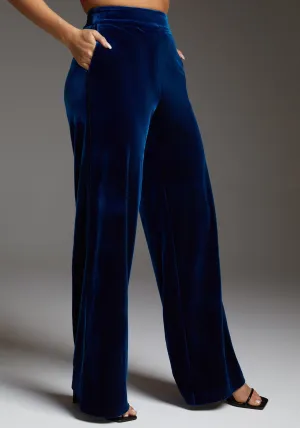 High Waist Velour Wide Leg Pant