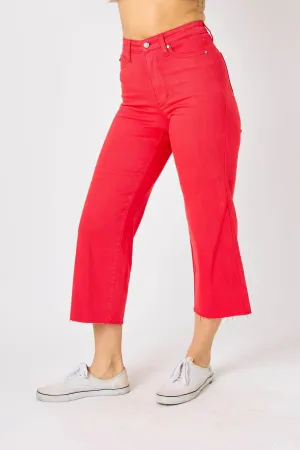 High Waist | Wide Crop | Red Pants