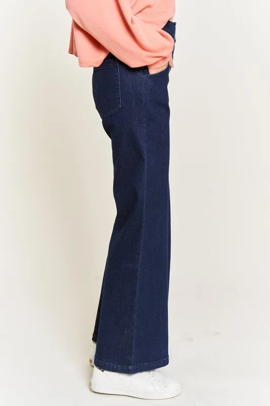 HIGH WAISTED BUTTON WIDE LEG JEANS JBJ1087P