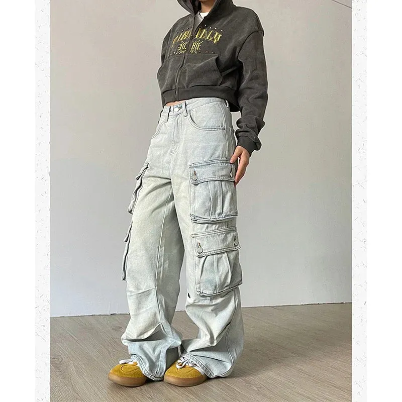 Hip Hop High Waist Wide Leg Denim Pants