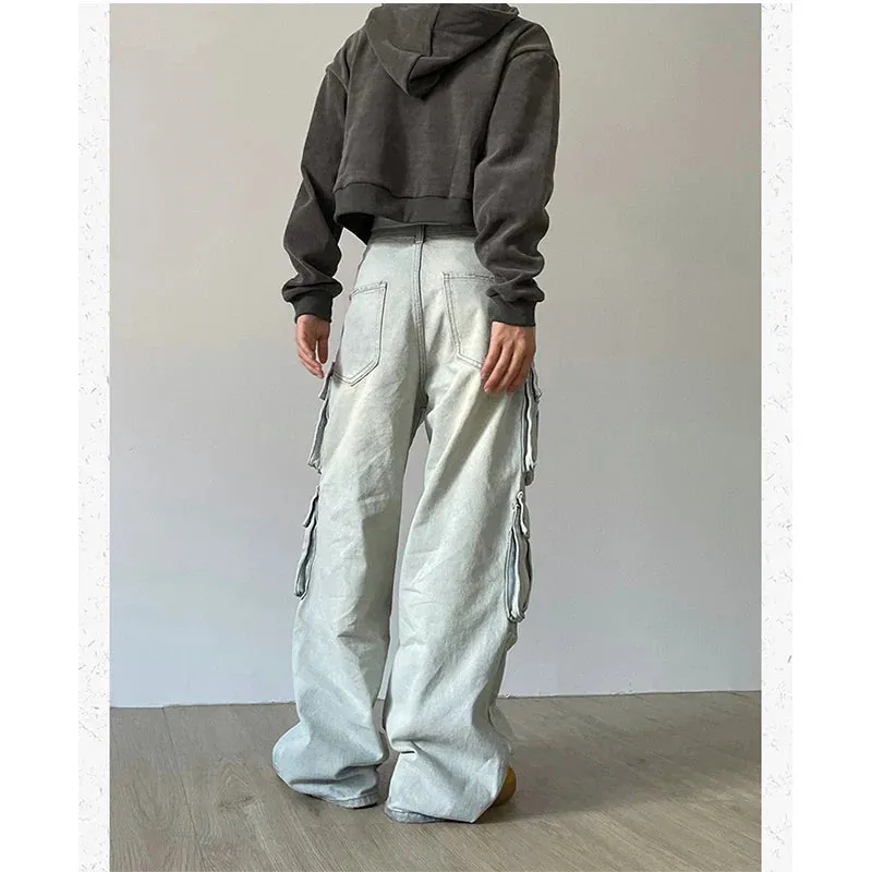 Hip Hop High Waist Wide Leg Denim Pants