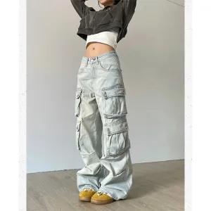 Hip Hop High Waist Wide Leg Denim Pants