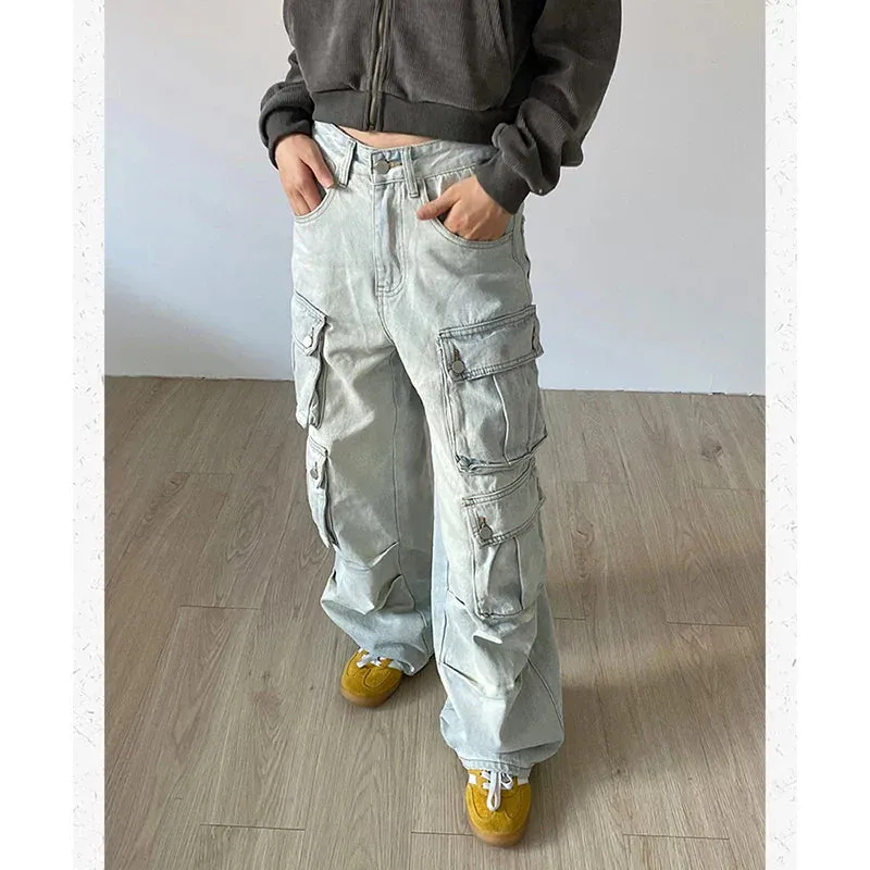 Hip Hop High Waist Wide Leg Denim Pants