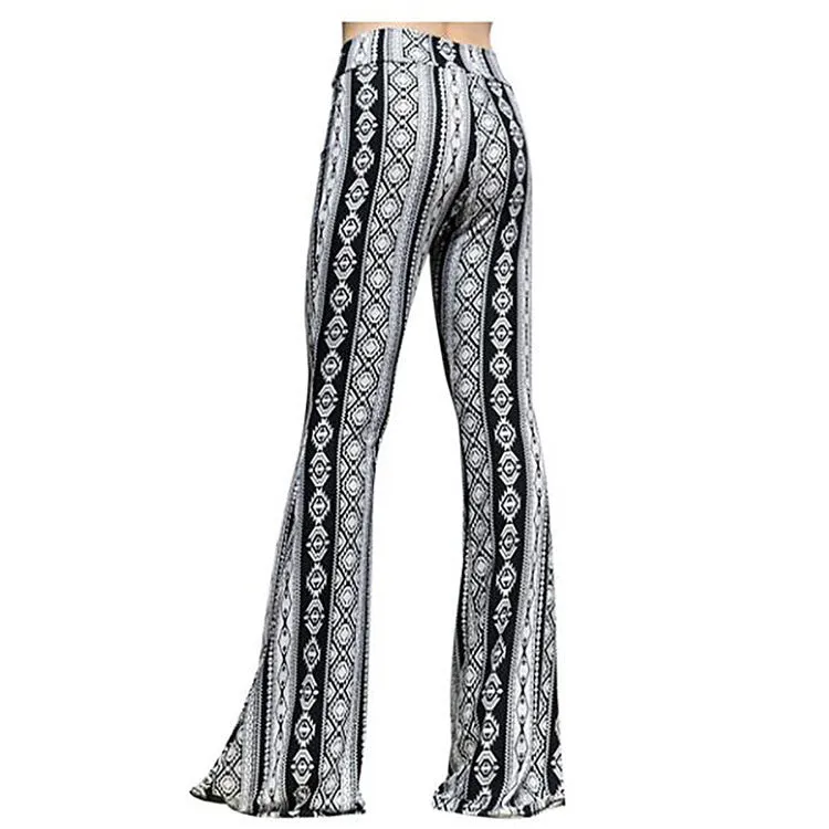 Hippy Bell Bottoms Black Brown Or Blue Prints Aztec Or Boho Gypsy Wanderer High Waist Stretch Flare Leg Pants Available In Small Medium Large Or XL