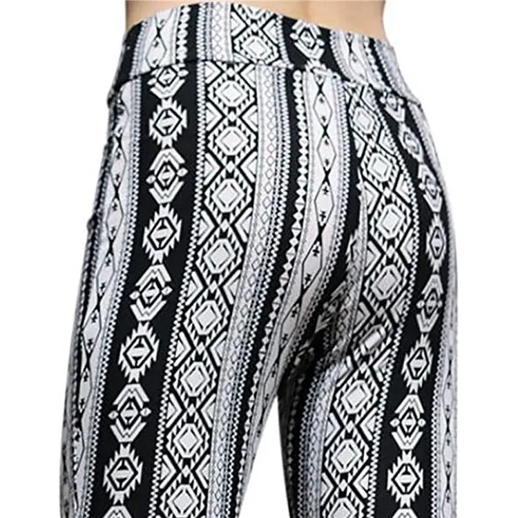 Hippy Bell Bottoms Black Brown Or Blue Prints Aztec Or Boho Gypsy Wanderer High Waist Stretch Flare Leg Pants Available In Small Medium Large Or XL