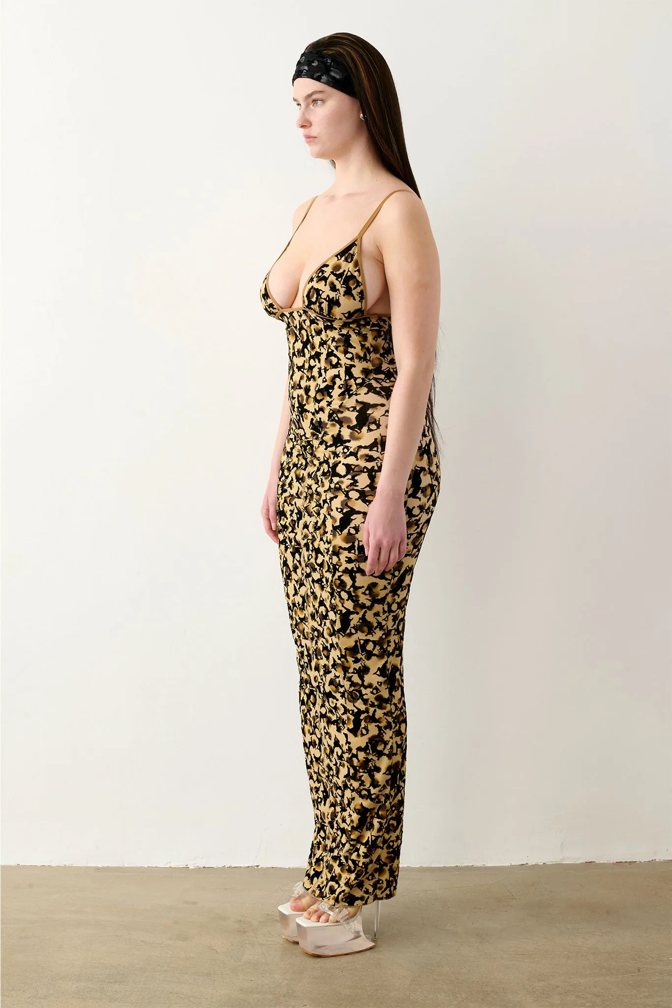 Hun Dress Beige Leopard Print