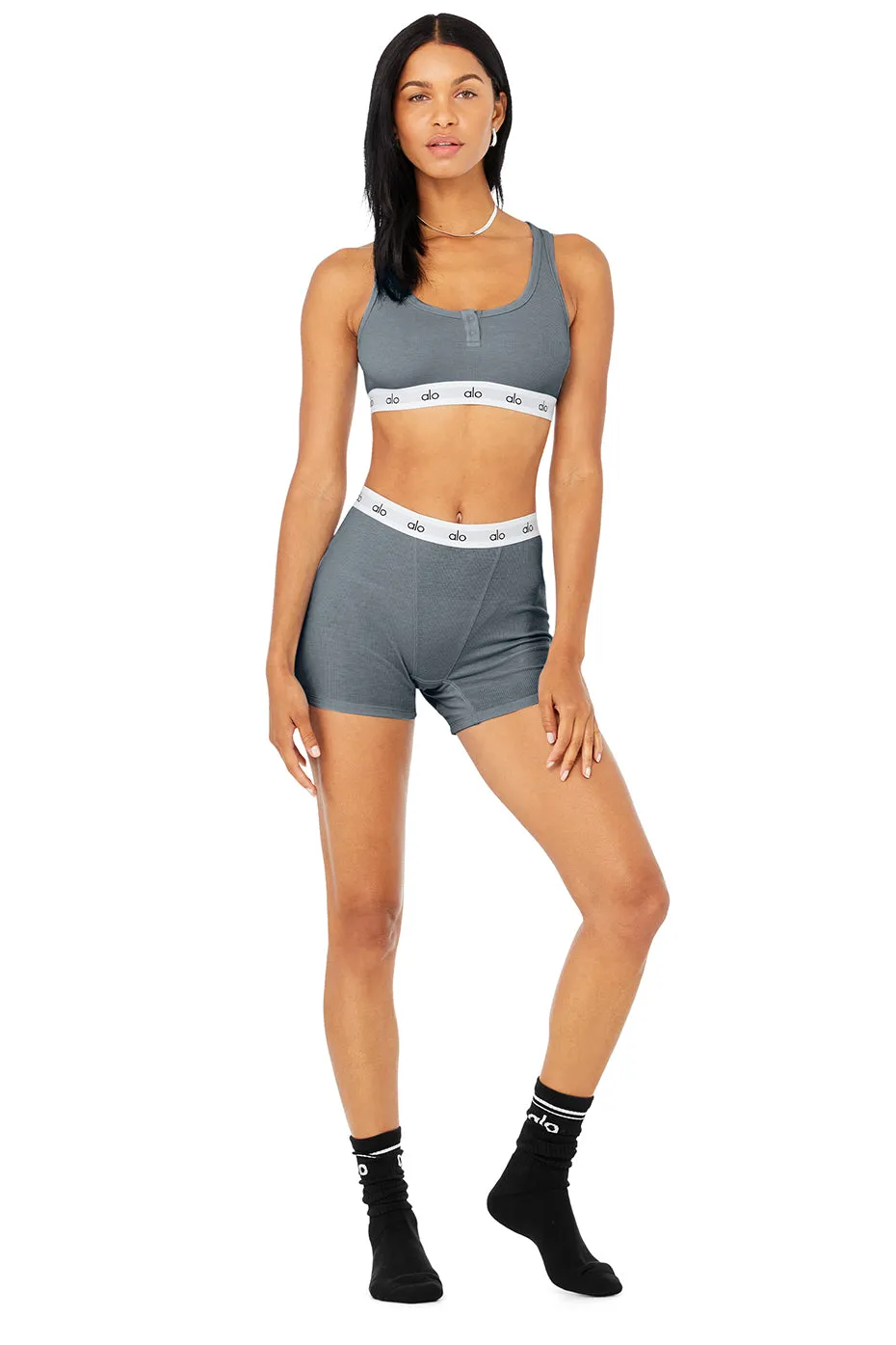 Icon Ribbed Henley Bra & Icon Ribbed Boyshort Set