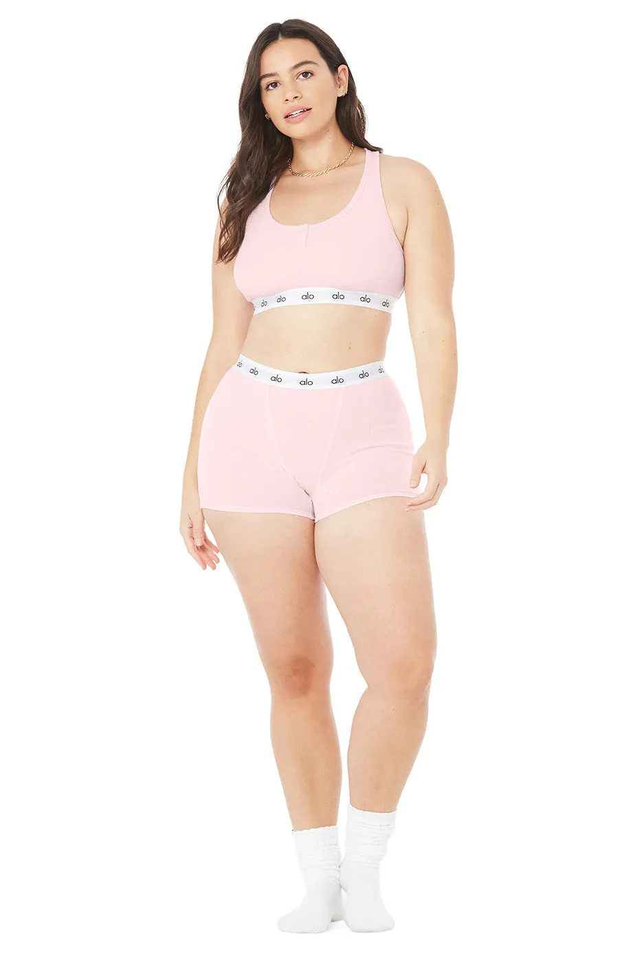 Icon Ribbed Henley Bra & Icon Ribbed Boyshort Set