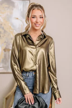 In This World Metallic Top | Gold