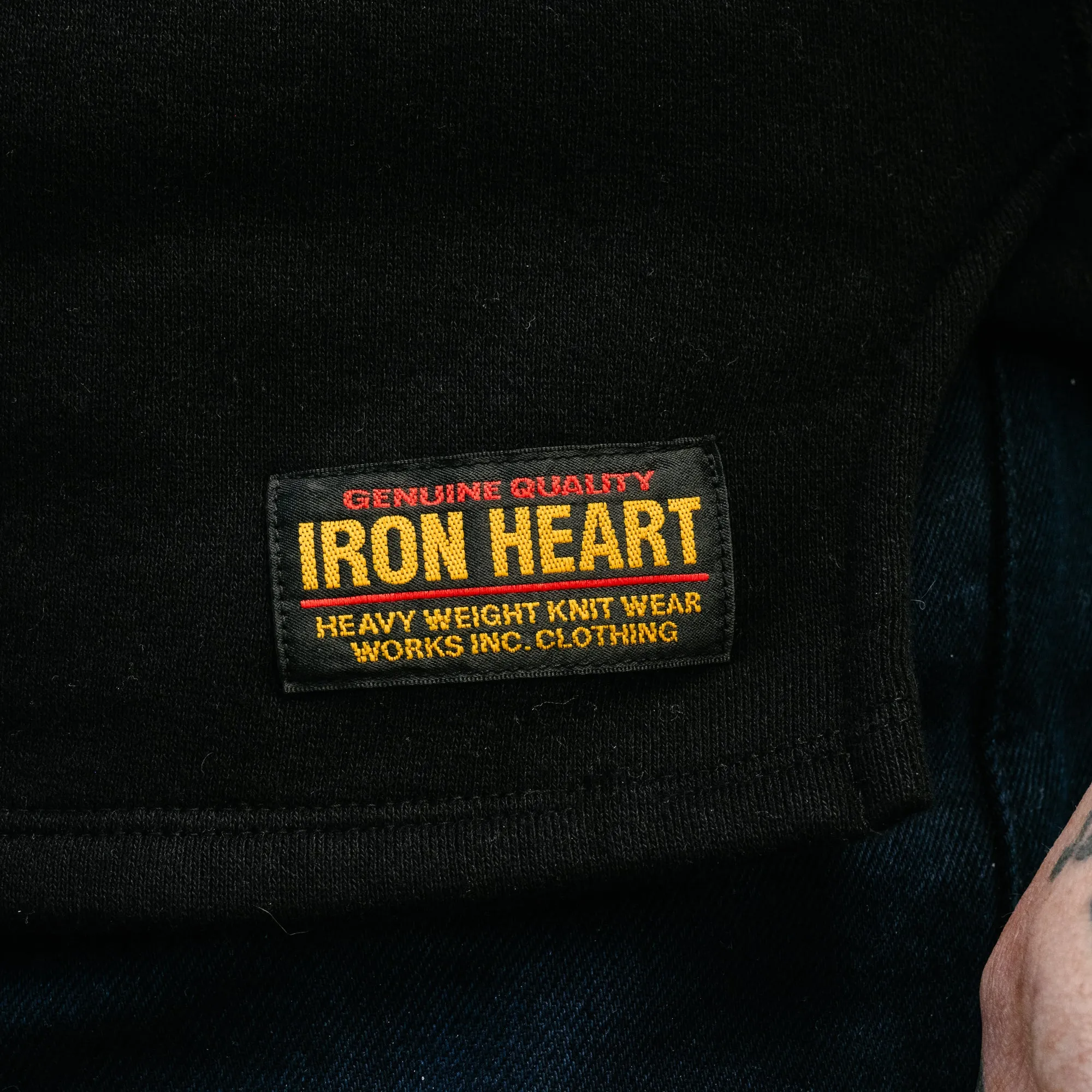 Iron Heart IHTL-2401-BLK 11oz Henley Long Sleeved Sweater Black