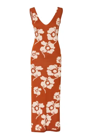 Isa Knit Cotton Jacquard Midi Dress / Fox Maxi Ivory Flowers